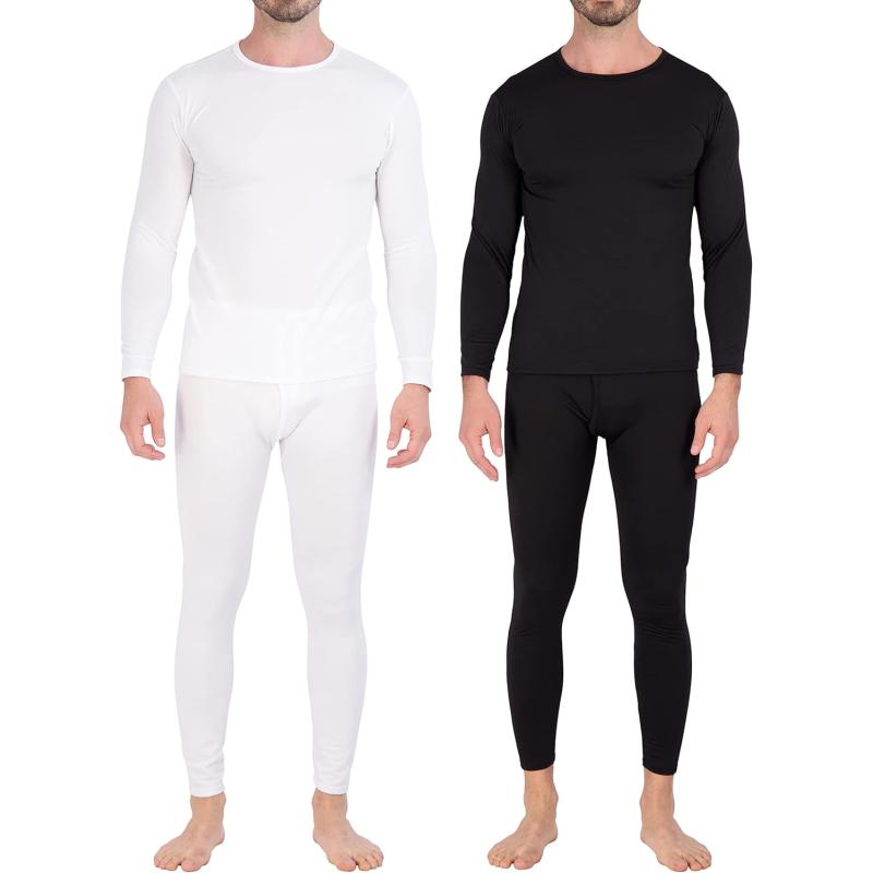 Real Essentials 4 Piece: Men's Thermal Underwear Sets – Long Sleeve Top &  Bottom Fleece Long Johns (Available in Big & Tall)(Big & Tall Set 3) - Real  Essentials